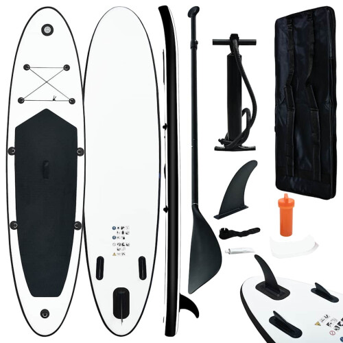 Berkfield Inflatable Stand Up Paddle Board Set Black and White