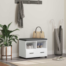 Berkfield Hall Bench White 60 x 38 x 46 cm Engineered Wood and Fabric