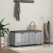 Berkfield Hall Bench with Cushion with Shelf Grey Sonoma 100 x 38 x 46 cm
