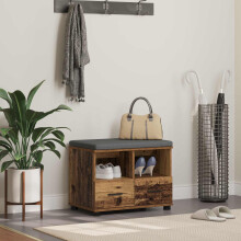 Berkfield Hall Bench Old Wood 60 x 38 x 46 cm Engineered Wood and Fabric