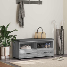 Berkfield Hall Bench with Cushion with Shelf Grey Sonoma 100 x 38 x 46 cm