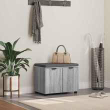 Berkfield Hall Bench with Cushion with Shelf Grey Sonoma 60 x 38 x 46 cm