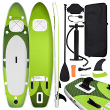 Berkfield Inflatable Stand Up Paddle Board Set Green 330x76x10 cm