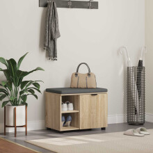 Berkfield Hall Bench with Cushion with Shelf Sonoma Oak 60 x 38 x 46 cm