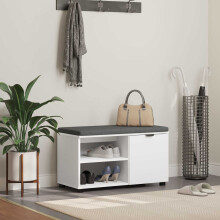 Berkfield Hall Bench White 80 x 38 x 46 cm Engineered Wood and Fabric