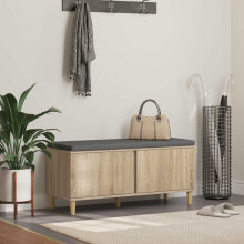 Berkfield Hall Bench with Cushion with Door Sonoma Oak 100 x 38 x 46 cm