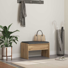 Berkfield Hall Bench with Cushion Artisan Oak 63 x 38 x 40 cm