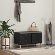 Berkfield Hall Bench Black Oak 80 x 38 x 46 cm Engineered Wood and Fabric