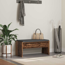 Berkfield Hall Bench with Cushion Old Wood 83 x 38 x 40 cm