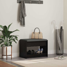 Berkfield Hall Bench Black Oak 63 x 38 x 45 cm Engineered Wood and Fabric