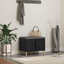 Berkfield Hall Bench Black Oak 60 x 38 x 46 cm Engineered Wood and Fabric