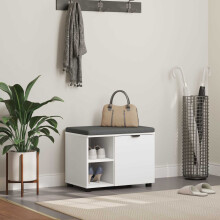 Berkfield Hall Bench White 60 x 38 x 46 cm Engineered Wood and Fabric