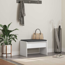 Berkfield Hall Bench with Cushion White 63 x 38 x 40 cm