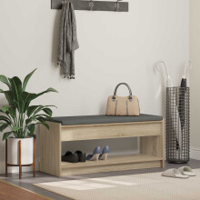 Berkfield Hall Bench with Cushion with Shelf Sonoma Oak 103 x 38 x 45 cm
