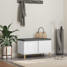 Berkfield Hall Bench White 80 x 38 x 46 cm Engineered Wood and Fabric