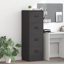 Berkfield File Cabinet Black 45.5 x 42 x 139 cm Cold-Rolled Steel