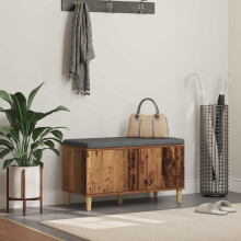 Berkfield Hall Bench Old Wood 80 x 38 x 46 cm Engineered Wood and Fabric
