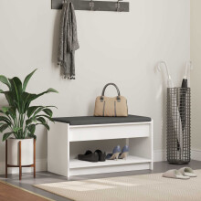 Berkfield Hall Bench White 83 x 38 x 45 cm Engineered Wood and Fabric