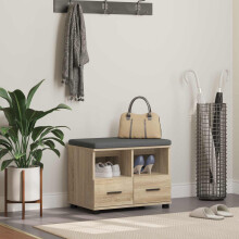 Berkfield Hall Bench with Cushion with Drawer Sonoma Oak 60 x 38 x 46 cm