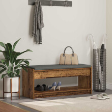 Berkfield Hall Bench Old Wood 103 x 38 x 45 cm Engineered Wood and Fabric