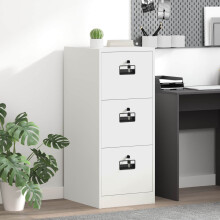 Berkfield File Cabinet White 44 x 50 x 106.5 cm Cold-Rolled Steel
