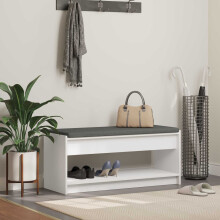 Berkfield Hall Bench White 103 x 38 x 45 cm Engineered Wood and Fabric
