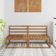 Berkfield 2 Piece Outdoor Middle Sofa Solid Acacia Wood Natural
