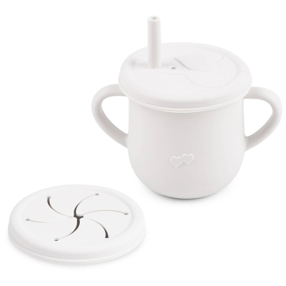Silicone Baby Cup with Straw and Handles, Food Grade Fall Resistant Toddler Snack Cup Easy to Clean