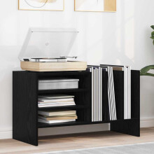 Berkfield Record Cabinet Black Oak 78.5 x 35 x 45 cm Engineered Wood