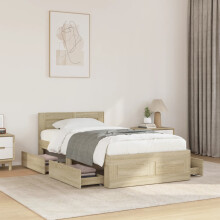 Berkfield Bed Frame with Headboard without Mattress Sonoma Oak 90x190 cm Single