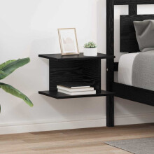 Berkfield Bedside Table 2 pcs Black Oak 40 x 30 x 25 cm Engineered Wood