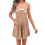 Solid Color Short Overalls Brown XL 1