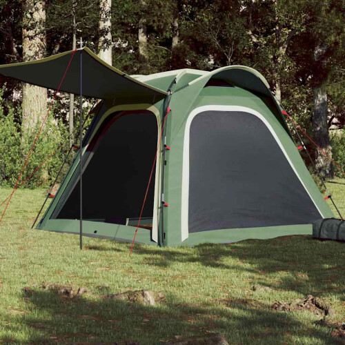Berkfield Camping Tent 4-Person Green Quick Release Waterproof