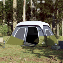 Berkfield Family Tent with LED 6-Person Light Green Quick Release