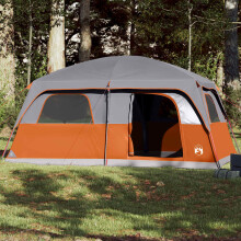 Berkfield Family Tent Cabin 8-Person Grey and Orange Waterproof
