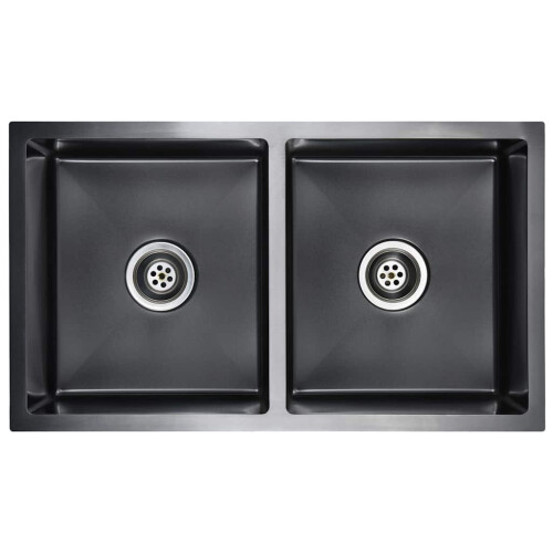 Berkfield Handmade Kitchen Sink Black Stainless Steel 1