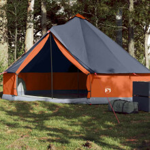 Berkfield Family Tent Tipi 6-Person Grey and Orange Waterproof