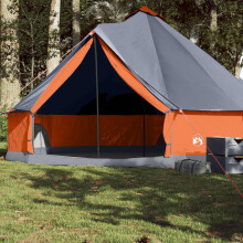 Berkfield Family Tent Tipi 8-Person Grey and Orange Waterproof