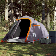 Berkfield Camping Tent Tunnel 2-Person Grey and Orange Waterproof