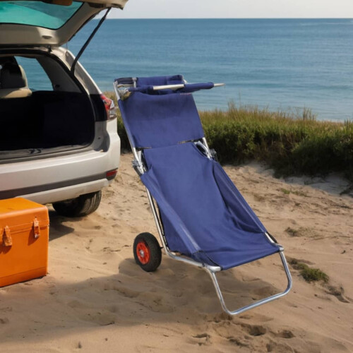 Berkfield Beach Trolley with Wheels Portable Foldable Blue