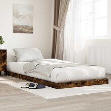 Berkfield Floor Bed Frame Smoked Oak 90 x 190 cm Engineered Wood