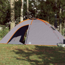 Berkfield Camping Tent 8-Person Grey and Orange Waterproof