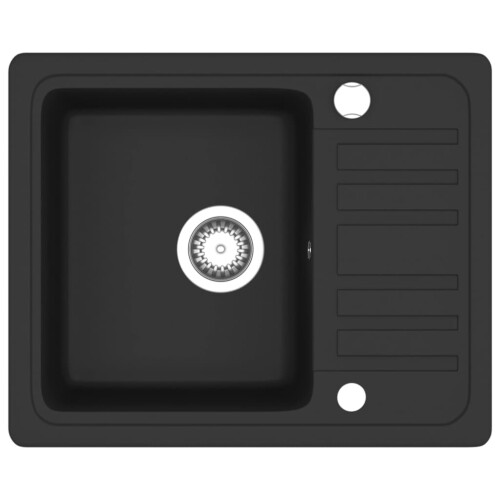 Berkfield Granite Kitchen Sink Single Basin Black 1