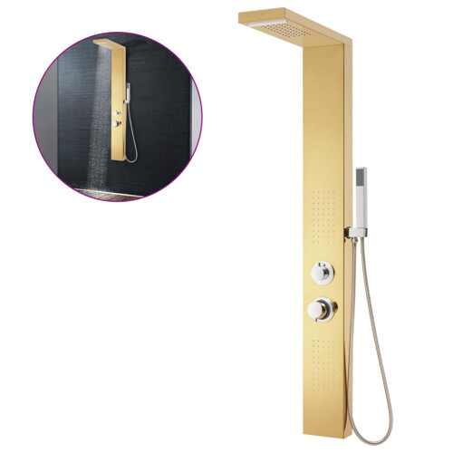 Berkfield Shower Panel System Stainless Steel 201 Gold 1