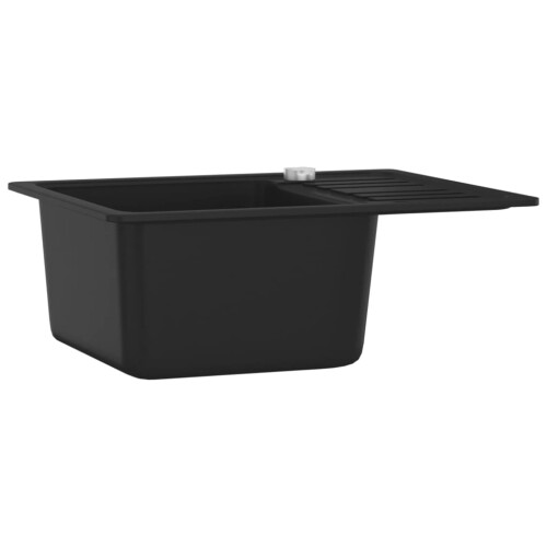 Berkfield Granite Kitchen Sink Single Basin Black 2