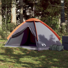 Berkfield Camping Tent Dome 2-Person Grey and Orange Waterproof