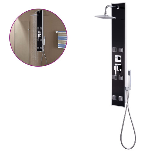 Berkfield Shower Panel Unit Glass 18x42.1x120 cm Black 1