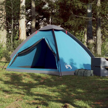 Berkfield Camping Tent Dome 4-Person Blue Waterproof
