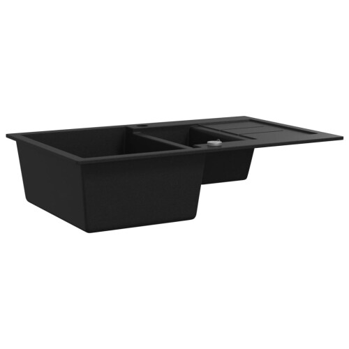 Berkfield Granite Kitchen Sink Double Basin Black 2