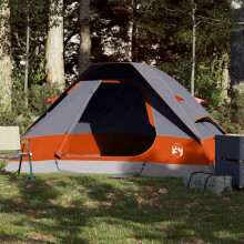 Berkfield Camping Tent Dome 2-Person Grey and Orange Waterproof